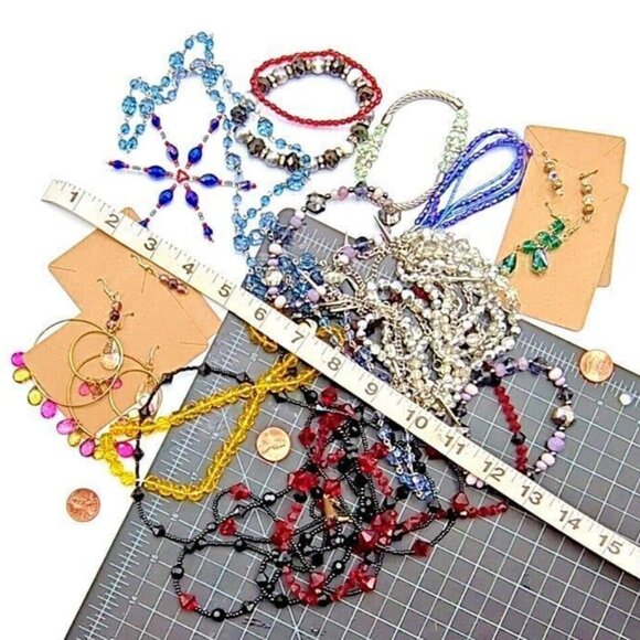 BLING Lot Bundle of 15 - Costume Jewelry CRYSTALS Mixed for Crafting Wearing - Picture 5 of 9